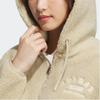 Adidas Solid Color Faux Sherpa Zip Hoodie Jacket Women Outerwear Prairie-Brown IK3477