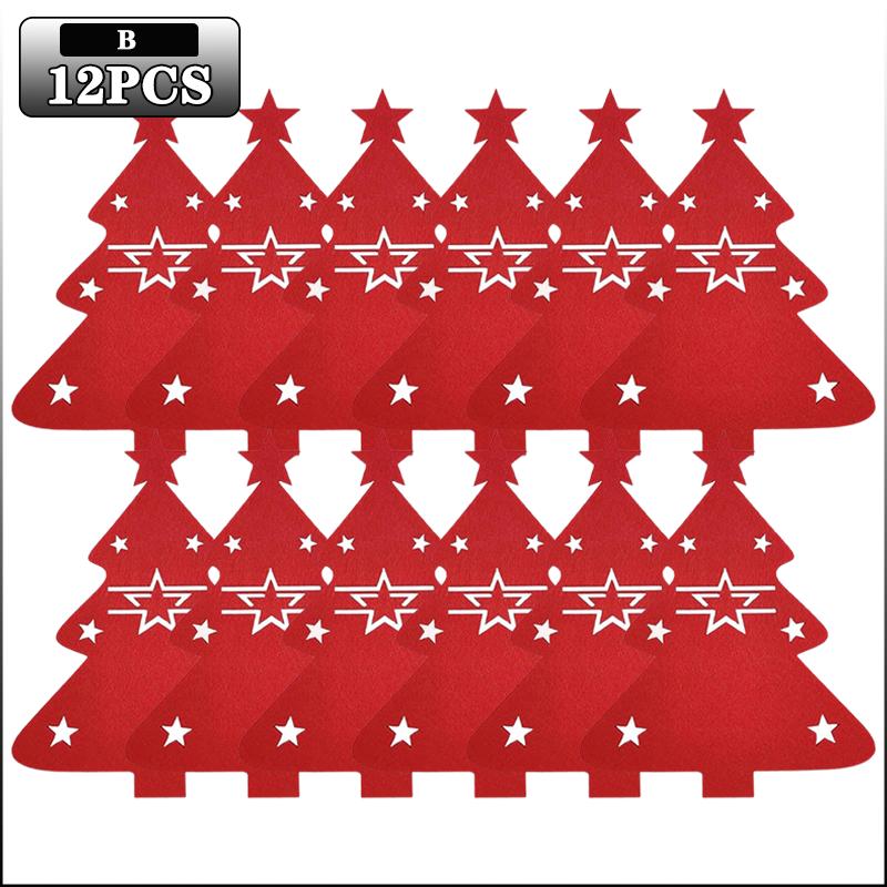 Weihnachtsbaum Besteckhalter Filz Gabel Löffel Tasche Set Festlicher Besteckorganisator für Weihnachtsessen Party Tischdekoration