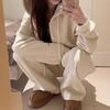 Women Casual Loose Korean Style Hooded Sweatshirt Long Pants Two Piece Sports Set