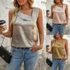 New Women's Casual Side-neck Sleeveless Regular Women's Top T-shirt