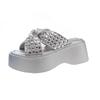 Platform Slippers Women Wear New Fashionable Versatile Cross with Beach Vacation Feng Shui Diamond Word Cool
