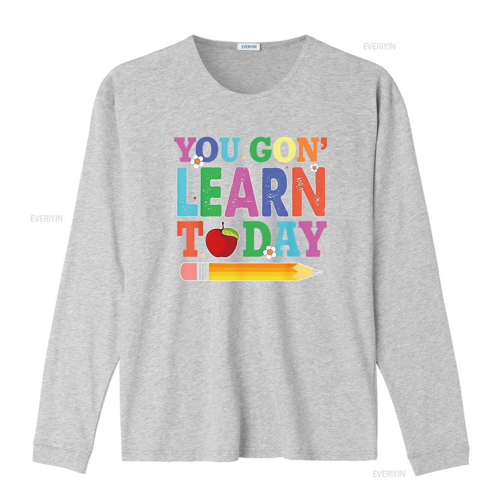 You Gon Learn Today Teacher Squad Funny Back To Sc Cute and Casual Womens T Shirt with Unique Design vintage Washed Stretched