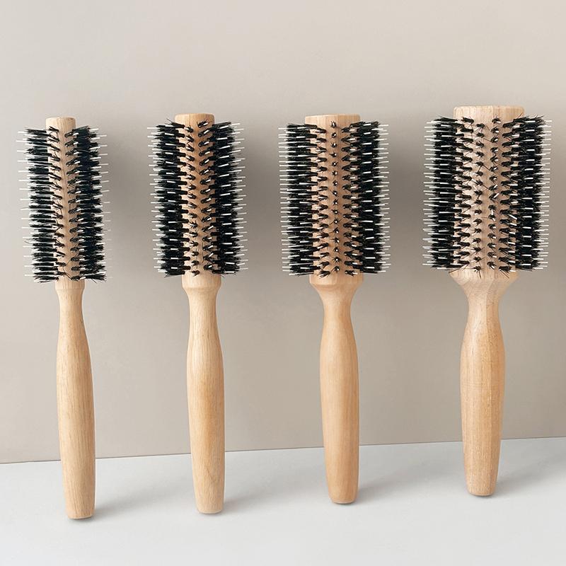 Professionelle 10/14/18/20 Reihen Friseursalon Holzgriff Borsten Rundbürste Friseur Haarbürste Haarkämme Rundbürsten