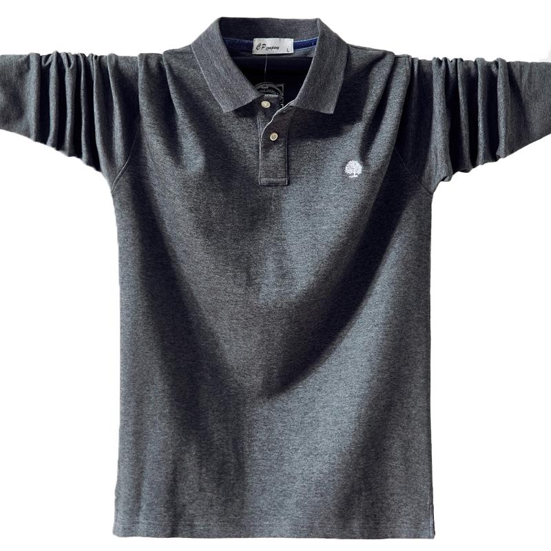 

Нова чоловіча сорочка поло з довгим рукавом, ділова повсякденна бавовняна чоловіча футболка, великий розмір 6XL 6XL слонова кістка