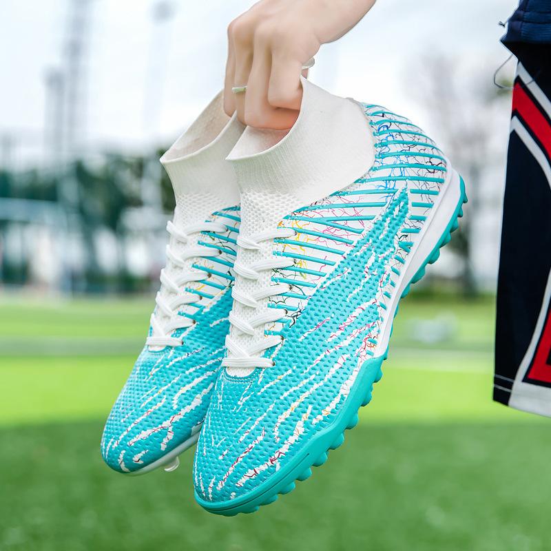 New Spot European Cup Football Shoes Men's High-top Broken Nails Adult Land-making Training Sports Shoes