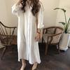 Women's White Cotton Linen Sun Protection Shirt Dress - Versatile Loose Mid-Length Casual Top for Spring and Autumn