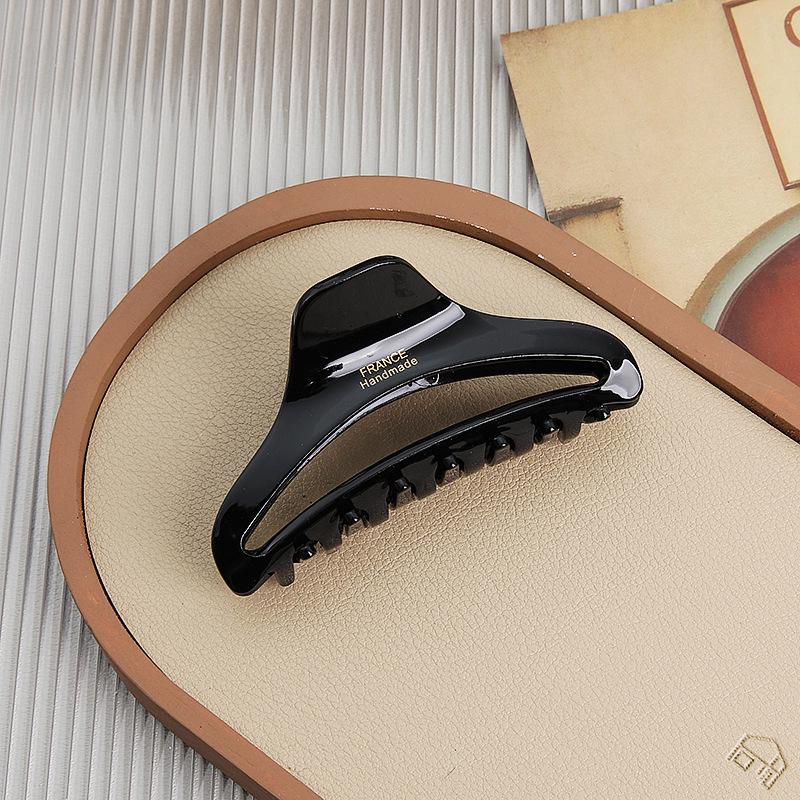 

Большая заколка-краб из ацетата в корейском стиле с золотой этикеткой - Текстурированная заколка-акула для прически пучок. Аксессуары для волос