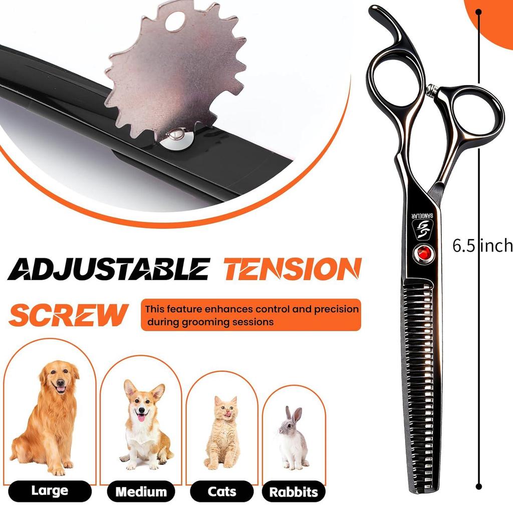 Sangelar 6.5 inch Colorful Pet Hair Scissors Thinning Scissors Pet Grooming Dog Scissors Professional Teddy Animal Hair Thinning Shear