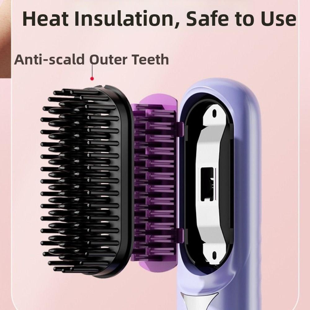 Negative Ions Portable Hair Comb USB Charging Hair Straightener Brush Heating Comb  Gift Women