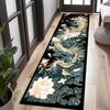 VIKAMA Chinese Dragon and Lotus Print Runner Rug Non Slip Soft Hallway Carpet for Kitchen Bedroom Living Room Oriental Home Deco