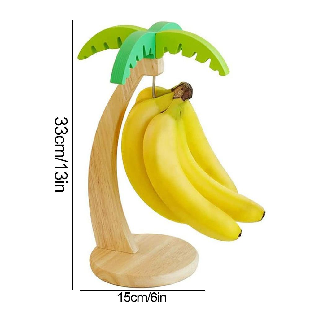 Drewniany Stojak na Banany Wiszący Stojak Kuchenny Dekoracyjny Stojak na Owoce z Hakiem Dekoracja Kuchenna