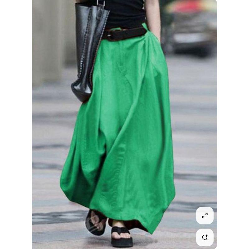 

Solid Color Belt, Loose Half Length Skirt Pure Color Belt Long Skirt for Women Green 5XL