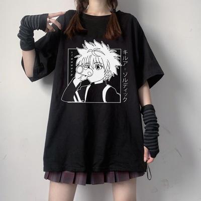 Men Women T-shirt Tops Kawaii Hunter X Hunter Tshirt Killua Zoldyck T-shirt Crew Neck Fitted Soft Anime Manga Tee Shirt Clothes