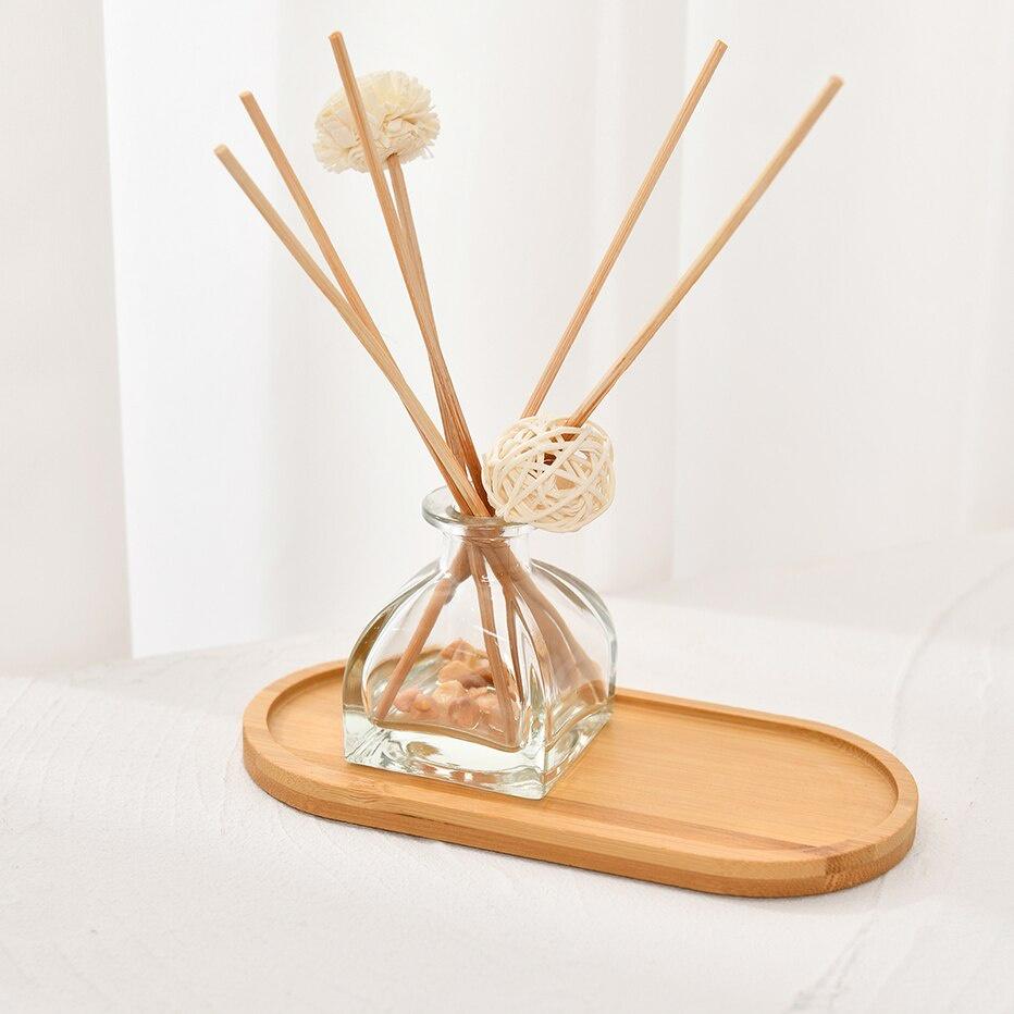 Natural Bamboo Wooden Organizer Tray Oval Rectangular Shape for Bathroom Counter Storage Jewelry and Skincare Display