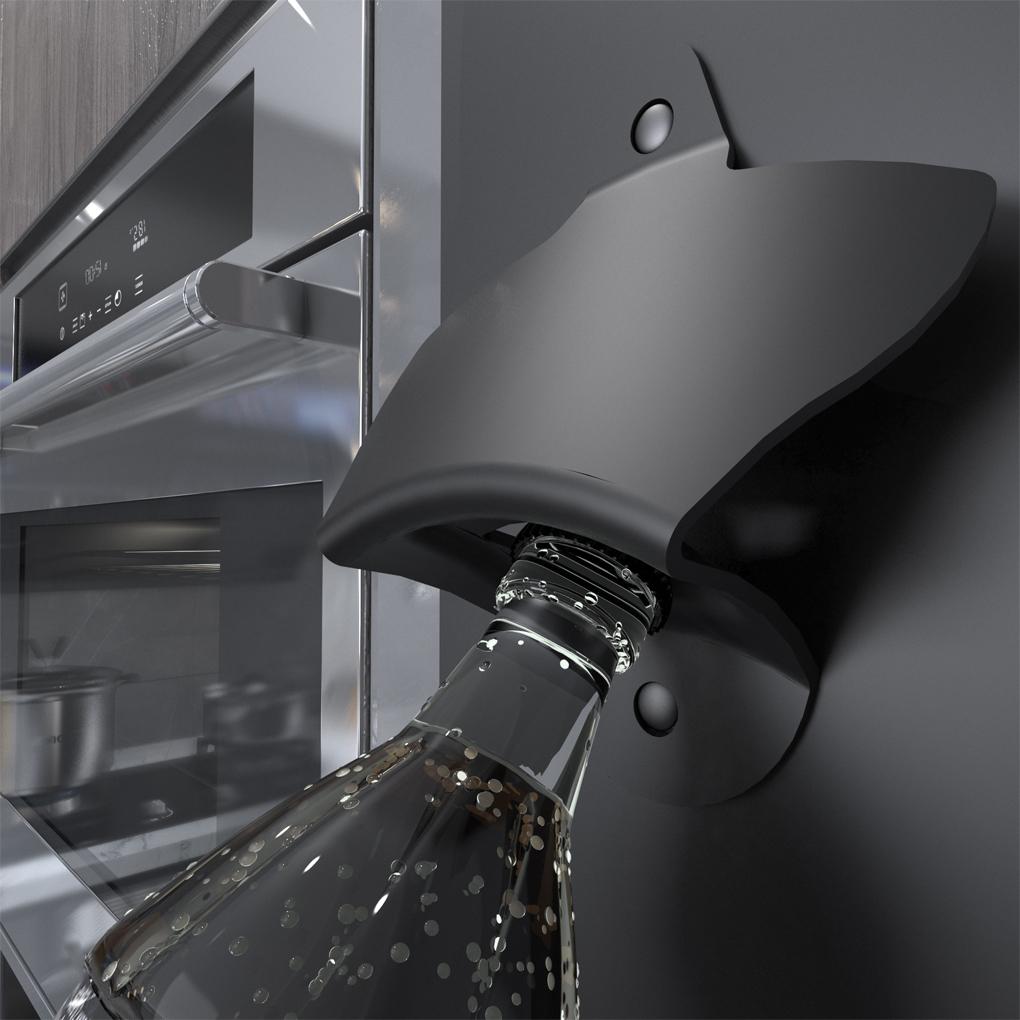 Stainless Steel Wall-Mounted Wine Bottle Opener Counter Beverage Cap Remover with Basket Night Clubs Supplies Decoration