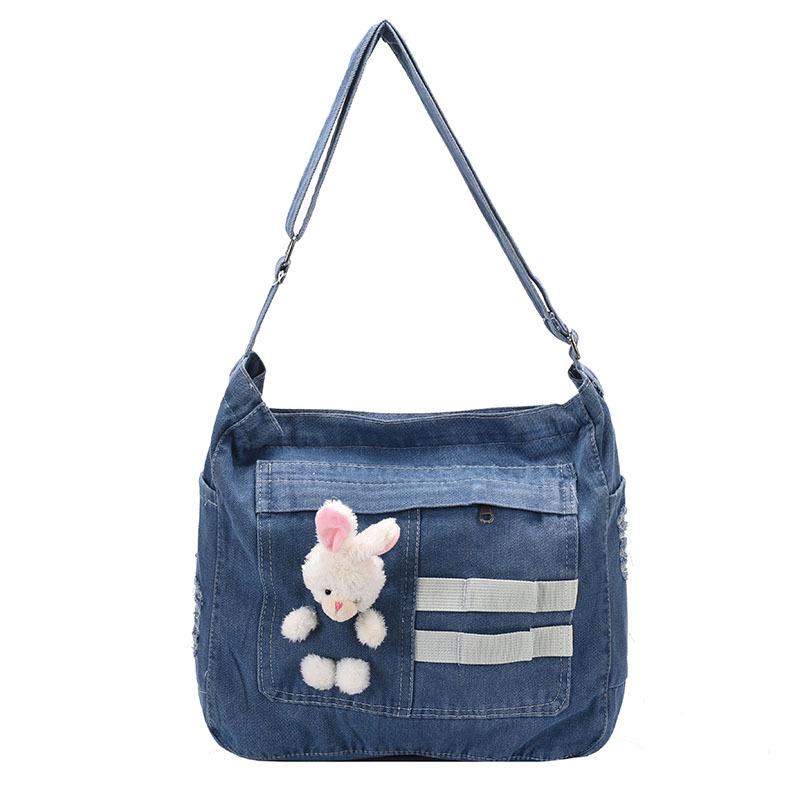 Wenyi Fan Large Capacity Shoulder Women's Bag Middle School Students Class Denim Crossbody Bag Work Handbag Women