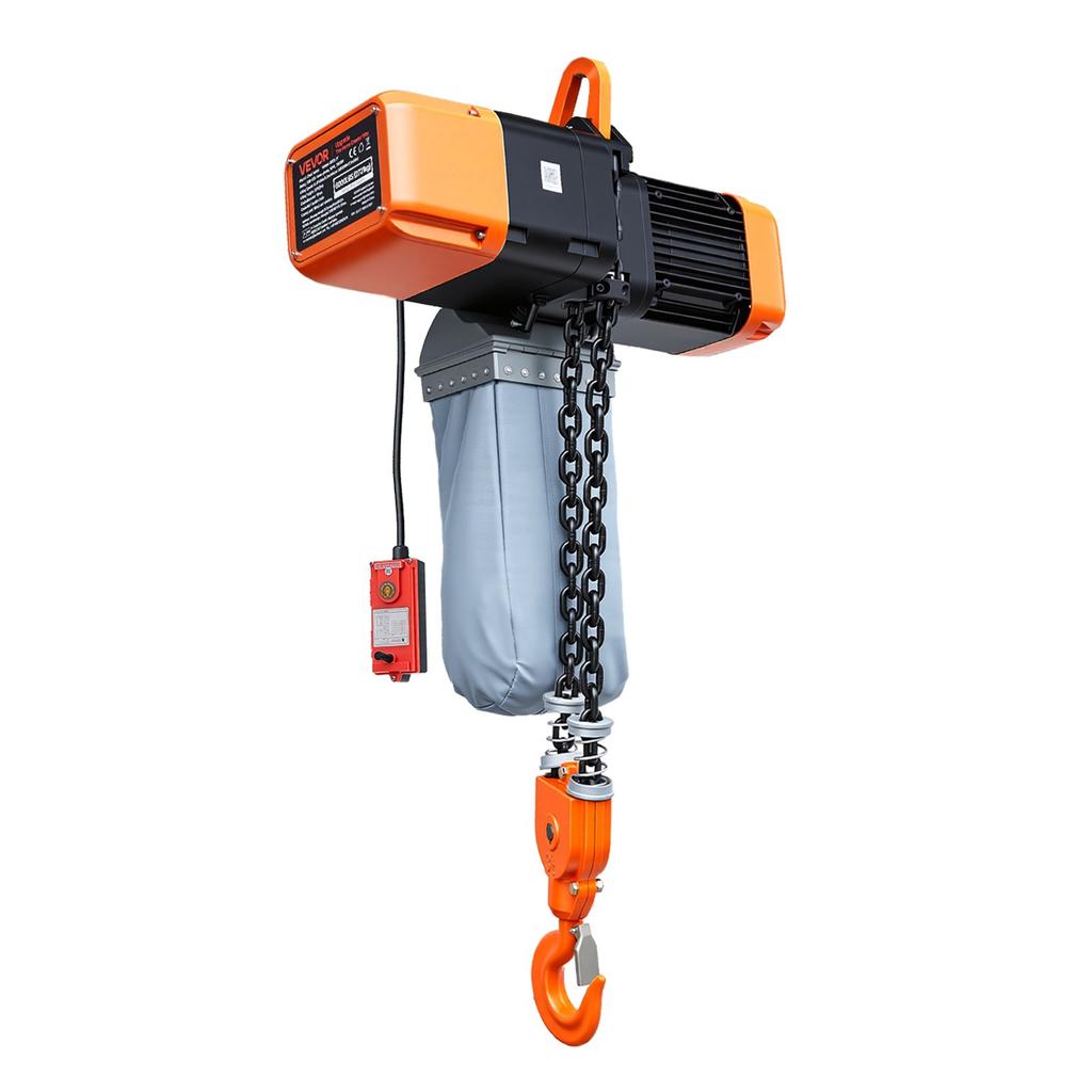 VEVOR 5000 kg Electric Chain Hoist, 9.1 m Lifting Height, Three-Phase Overhead Crane with 100 m Wireless & 8.2 m Wired Remote Control