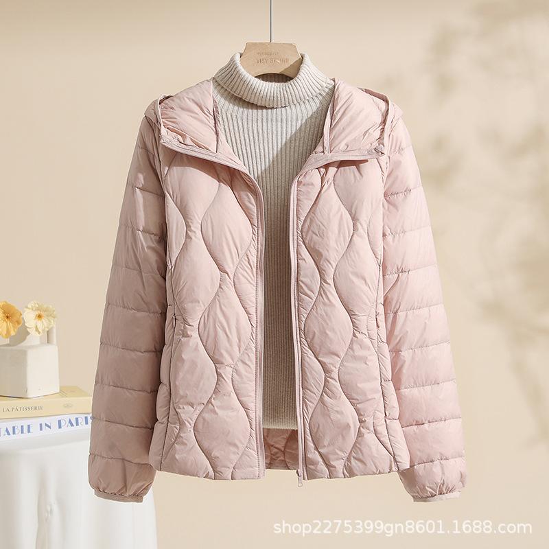 Nuova Giacca Piumino Leggera da Donna in Piuma d'Anatra Bianca Autunno e Inverno