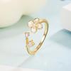 Exquisite Adjustable Pearl Zirconia Flower Ring for Women