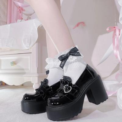 Scarpe Mary Jane con Plateau alla Moda per Donna Designer Punk Lolita Tacchi Alti Tendenza Comfort Fondo Spesso Mocassini Casual per Donna