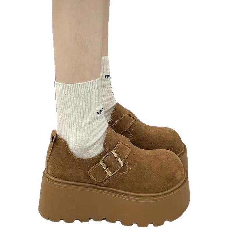 Autumn Retro Small Man Heightening Platform Single Shoes Women's New Retro Versatile