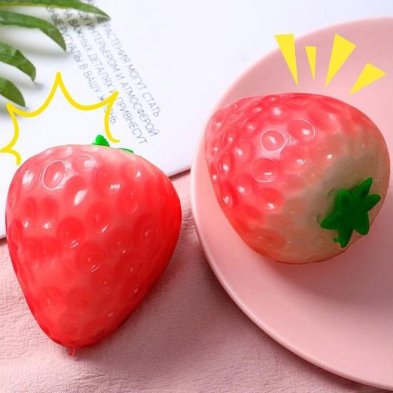 Photosensitive Color Changing Strawberry Toy Simulated White To Red Strawberry Squeeze Fidget Toy Anxiety Relief Sensory Stress Ball