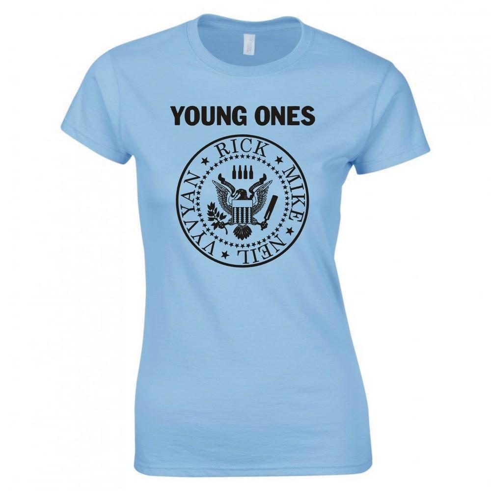 Inspired By The Young Ones Crest Logo Ladies Skinny Fit Tshirt S