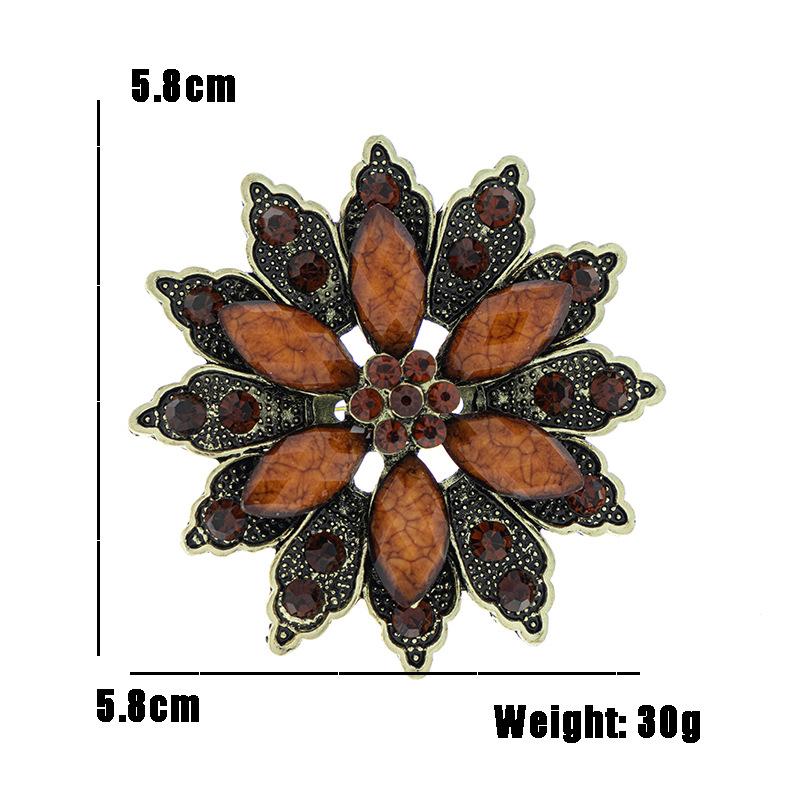Bouquet Brooch Jewelry for Women Wedding Vintage Resin Flower Bride Pins Rhinestone Crystal Banquet