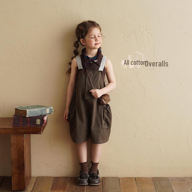 Unisex Retro Cotton Dungaree Shorts 80