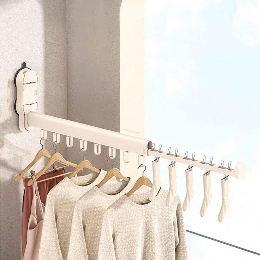 Large Capacity Folding Clothes Rack Wall Mounted Laundry Hanger Clothes Drying Rack  Towels