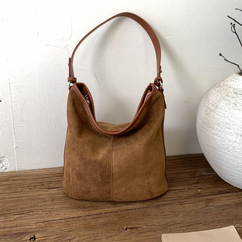 PU Suede Hobo Bag Women's Fashion Shoulder Tote with Soft Texture Casual Everyday Handbag