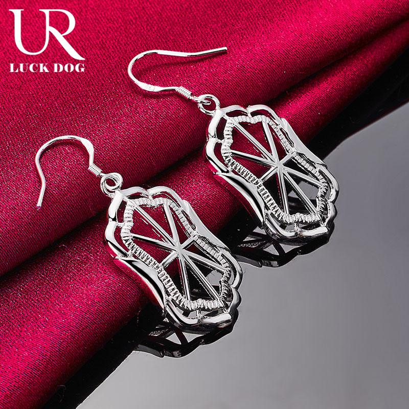 925 Sterling Silver Geometric Pendant Piercing Earrings Fashionable Wedding Jewelry