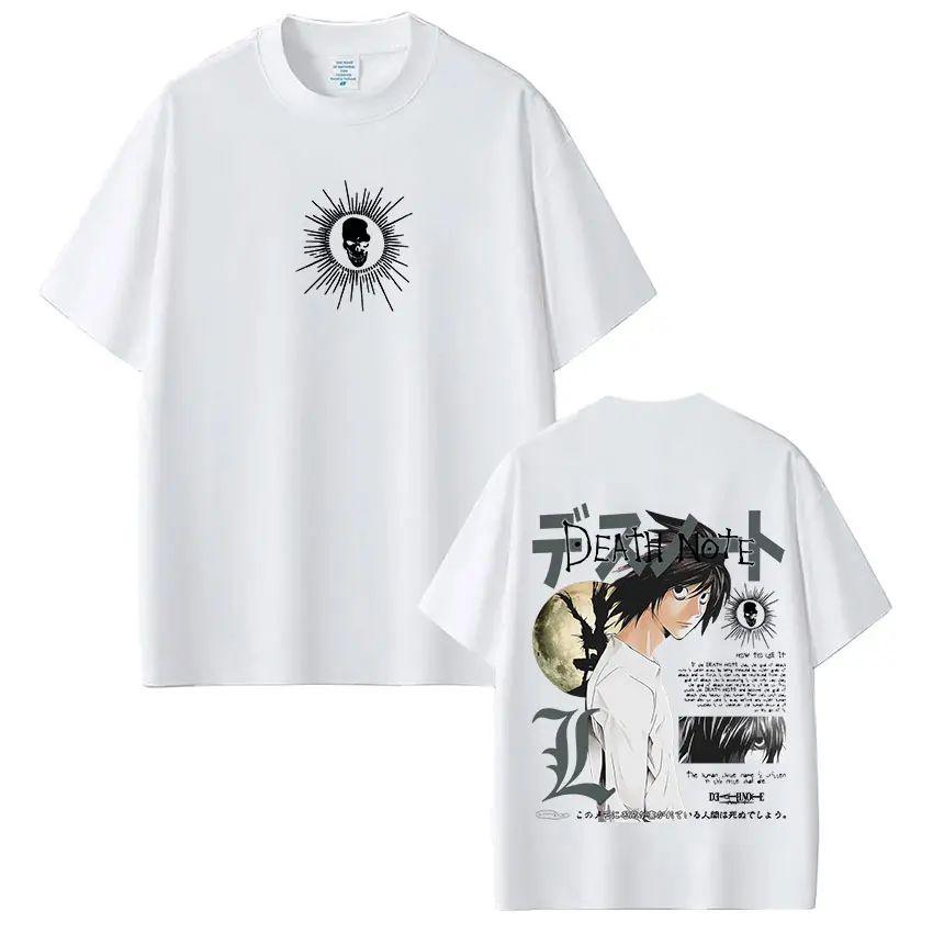 Y2k Vintage Tops Japanese Anime Death Note LLawliet T Shirts Print Cotton Tee Fashion Hip Hop Short Sleeve Streetwear Unisex