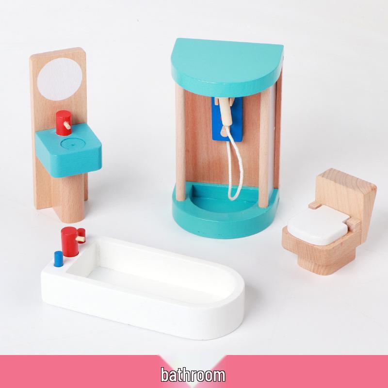 Children's Educational Multi-Functional Wooden Building Blocks Set for Pretend Play and Mini Furniture