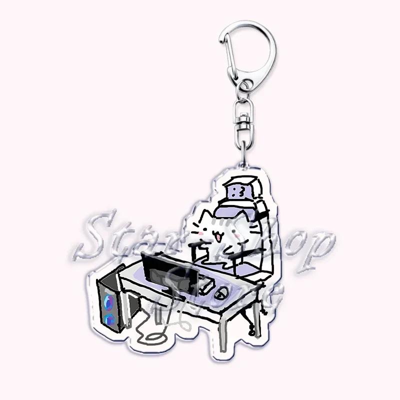 Kawaii Little Cat with Flower Keychains Strawberry Kitten Keyring for Accessories Bag Key Chain Ring Jewelry Fans Friends Gifts