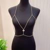 European And American Rhinestone Body Chain Simple Chest Chain Bra, Sexy Shiny Cross Geometric Circle Integrated Chain Bra