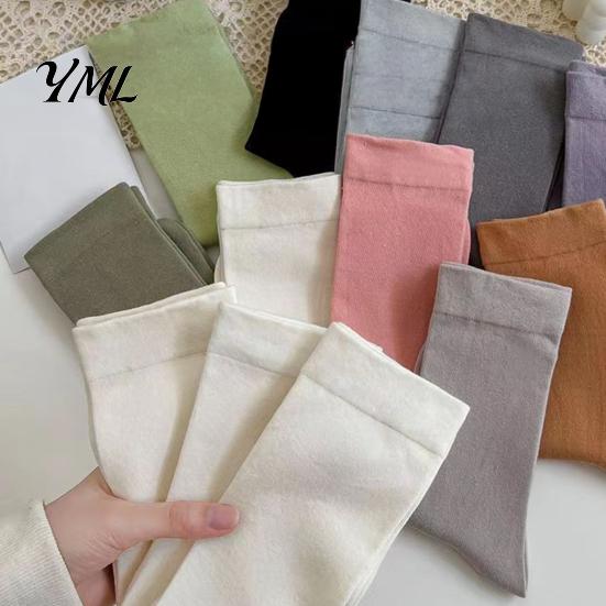 Lightweight Breathable Hosiery Crew Socks for Women, Solid Color Mid-calf Socks, Non-binding Skin Friendly Yoga Daily And Sports, Comfortable