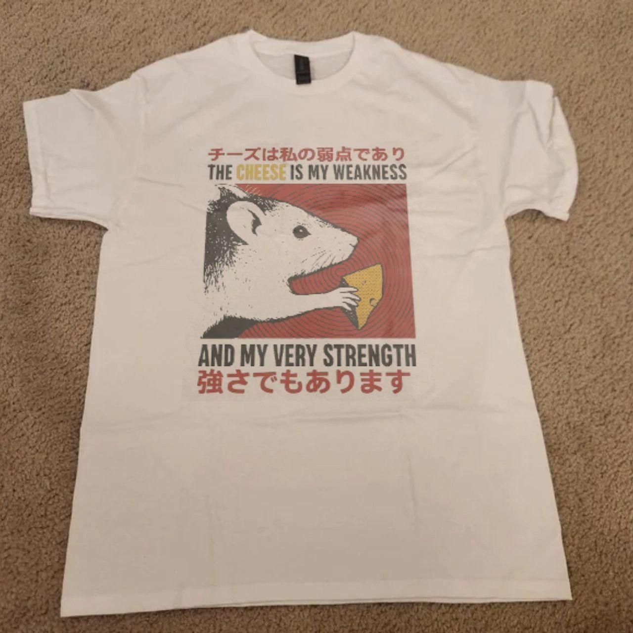 Cheese Weakness Strength Mouse Graphic T-Shirt M