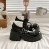 New Black Women's Summer  Style Thick-heeled High-heeled Shoes Round Toe Japanese Style Jk Shoes Thick Sole Mary Jane
