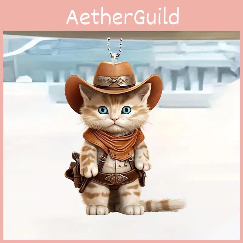 Cute Cartoon Acrylic Cat Pendant For Car Interior Decoration Stylish Accessories