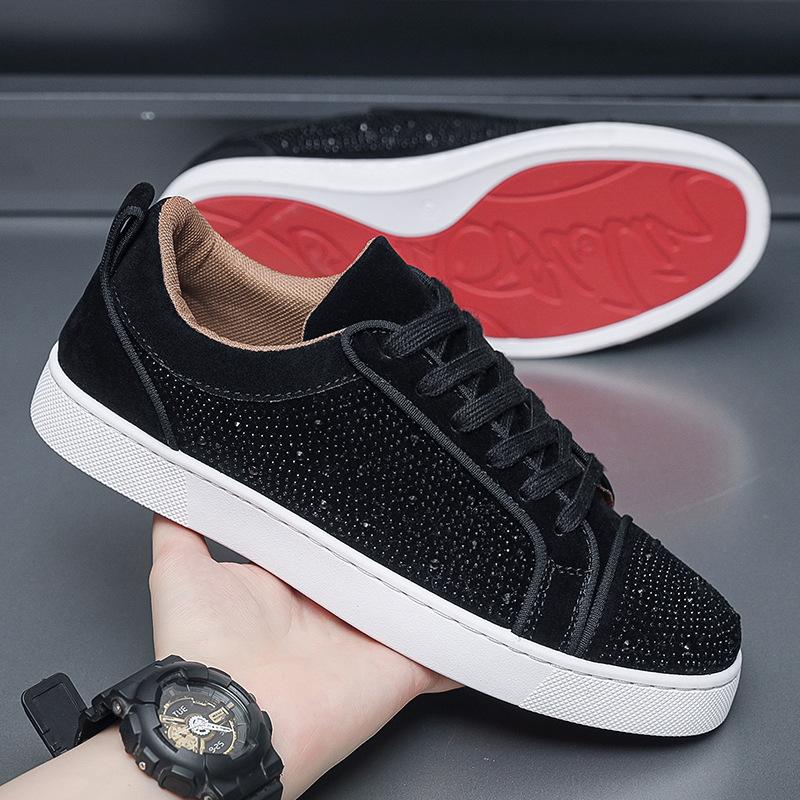Autumn New Shoes for Men Crystal Leather Casual Shoes Fashion Flat Skateboard Shoes Street Youth Cool Sneaker