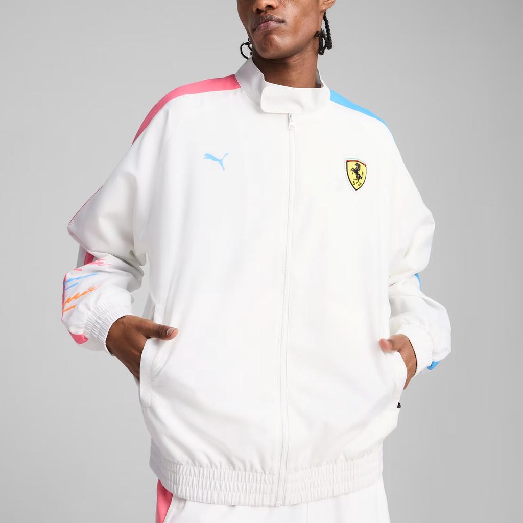 Puma Scuderia Ferrari T7 Miami Simple Loose Comfortable Long Sleeve Jacket Men Jacket White 633406-03