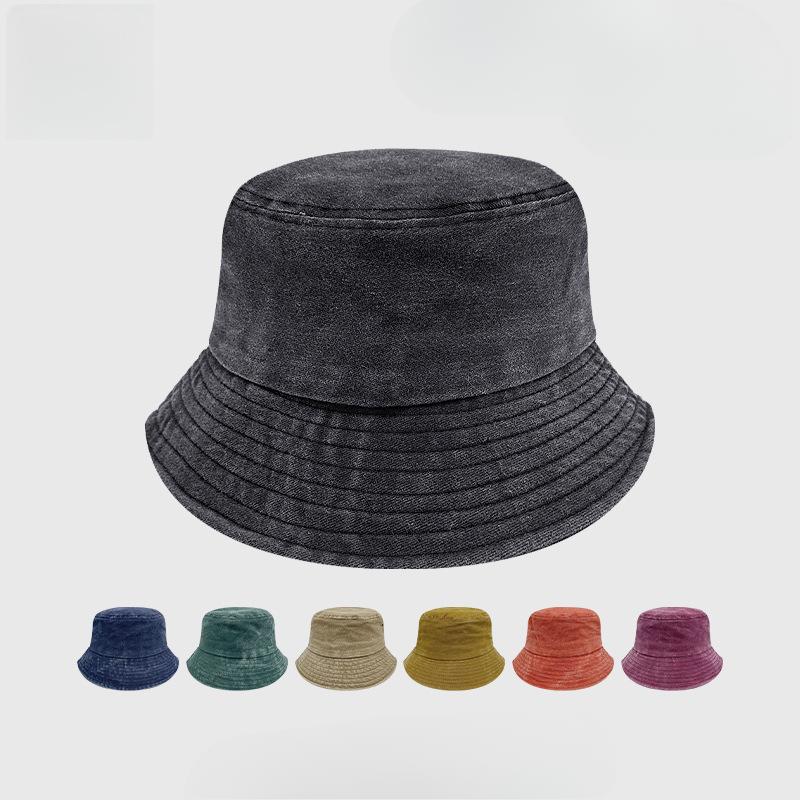 Old Washing Fisherman Hat European and American Retro Cowboy Hat Summer Sun Protection Denim Basin Hat Embroidery