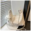 Casual Soft Large Capacity Tote Bag with Wide Strap Decorative Chain for Work Daily Shoulder Purse Use Commute Crossbody Bag