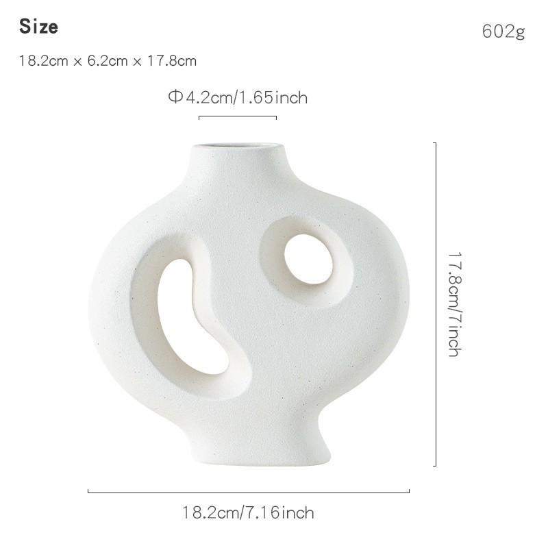Nordic Simple Irregular White Shape Ceramic Vase Creative Home Dining Table Living Room Bedroom Dry Flower Decor Accessories 1Pc