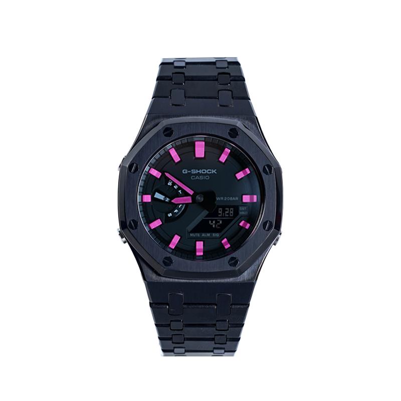 Casio Men Liquid Crystal,Analog Dual Display Series Black Watch GA-2100-7A(Watch8--)