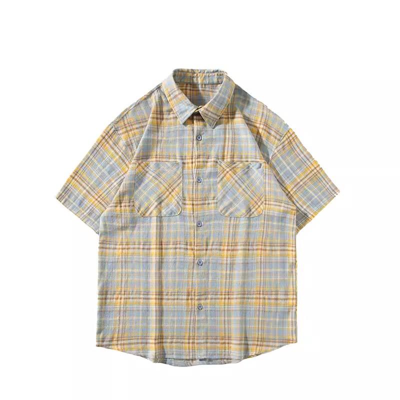 Dámské Pánské Y2K Vintage Jarní Podzimní Topy Kostkované Košile Trička Kabát Streetwear Muži Ženy Kardigan Japonský Styl Korejské Oblečení