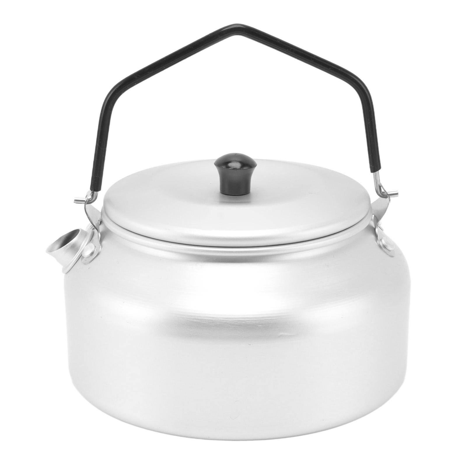 

Camping Kettle Lightweight Aluminum Alloy Portable Camp Tea Pot Coffee Pot for Outdoor Barbecue Silver L