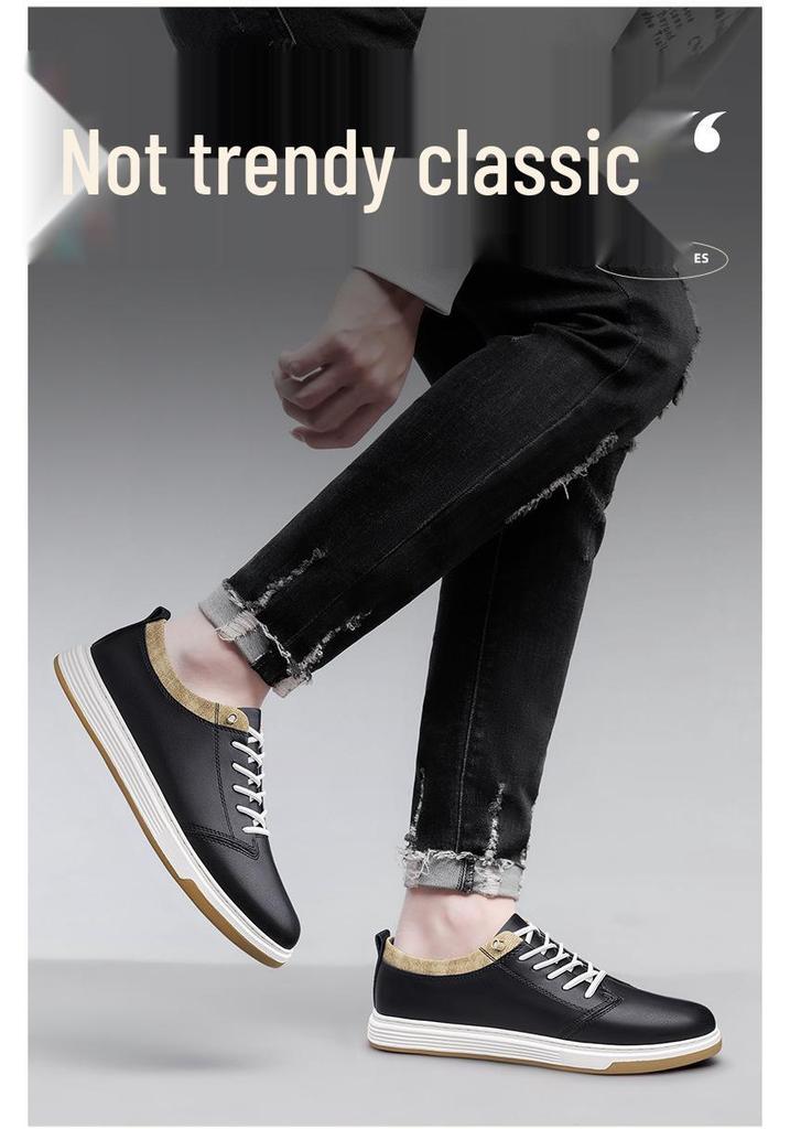 Men's Trendy Low-Top Skate Shoes: Korean Style Casual, Fashionable, Breathable Sneakers in White.