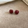 2024 Exquisite High-End Retro Silver Needle Red Heart Flower Earrings for Women